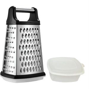 9" Box Cheese Grater With Container, Heavy Duty Cheese Graters Handheld 4-Sided